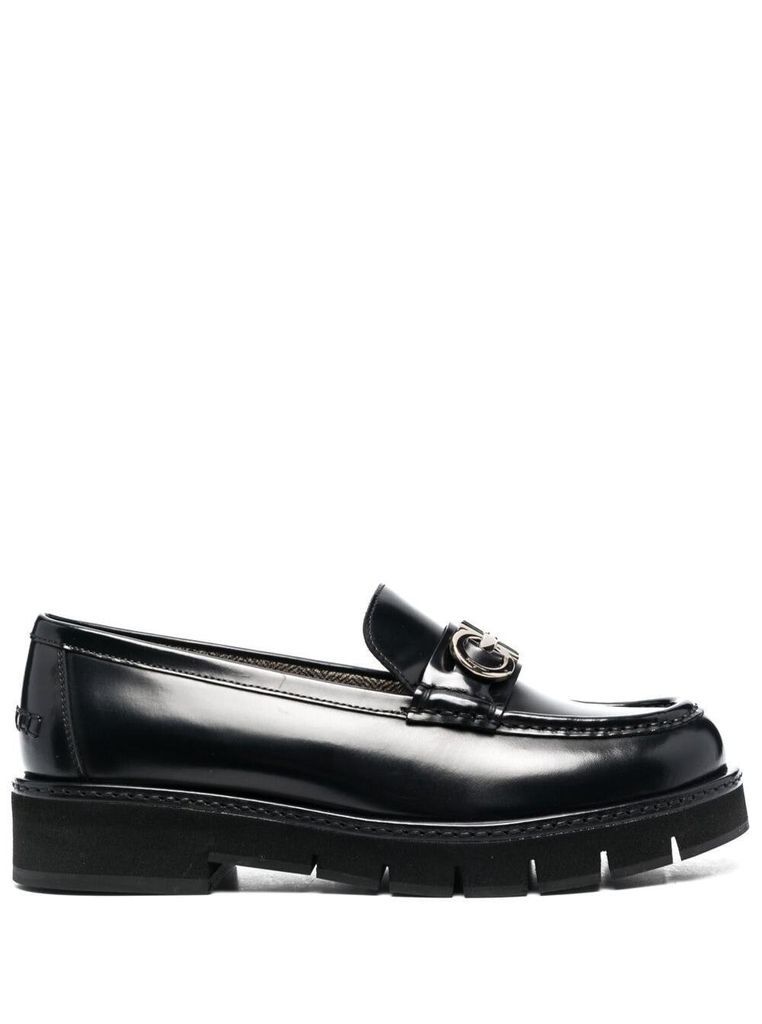 Blaclk Ofelia Gancini Horsebit Loafers In Calf Leather Woman