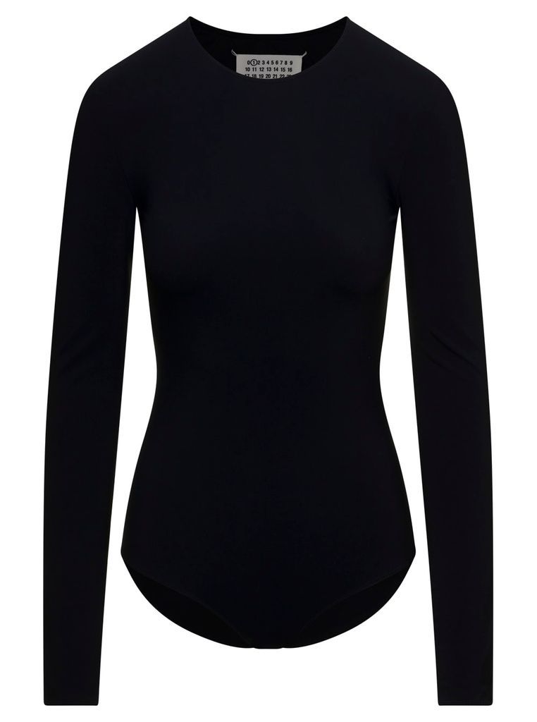 Black Stretch Long Sleeves Body-Suit In Polyamide Blend Woman Maison Margiela