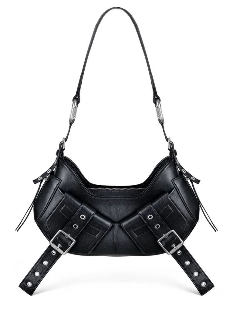 Black Leather Y2K Shoulder Bag