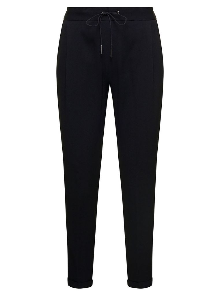 Black Straight Leg Trousers With Stud Detailing In Silk Blend Woman