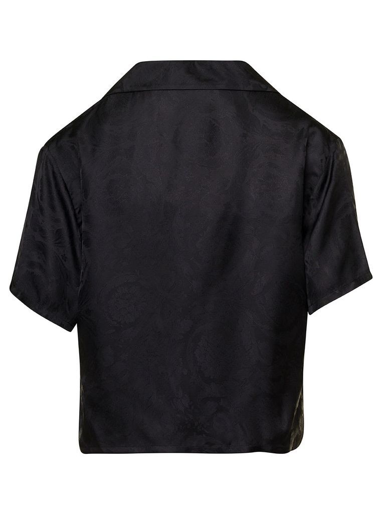 Black Barocco-Tone On Tne Floreal Print Shirt In Viscose Woman