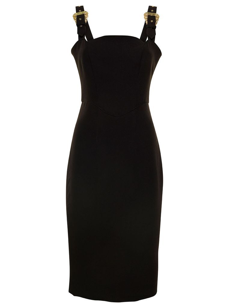 Black Bodycon Midi Dress In Polyester Woman