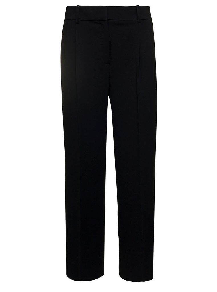 Black High Waisted Straight Leg Trousers In Triacetate Woman