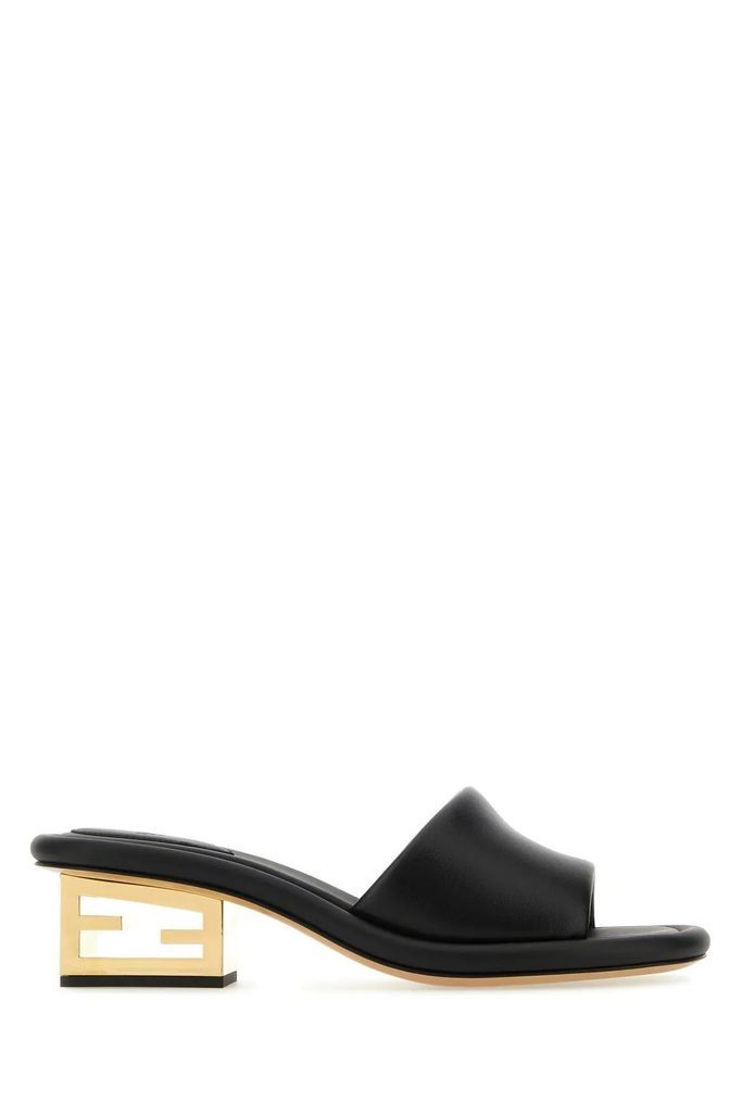 Black Nappa Leather Baguette Mules