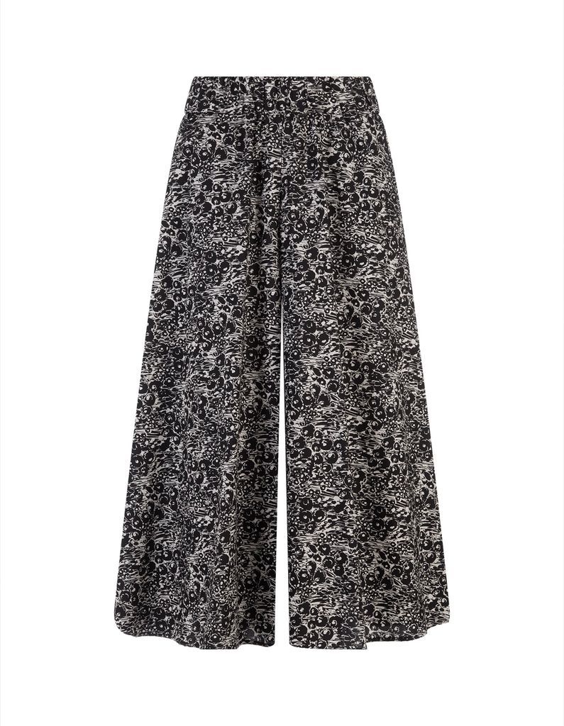 Black Skirt-Pants With Floral Pattern