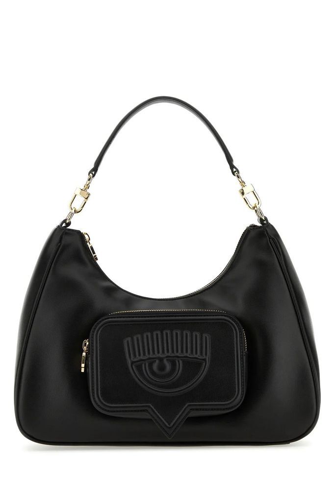 Black Synthetic Leather Medium Vichy Shoulder Bag