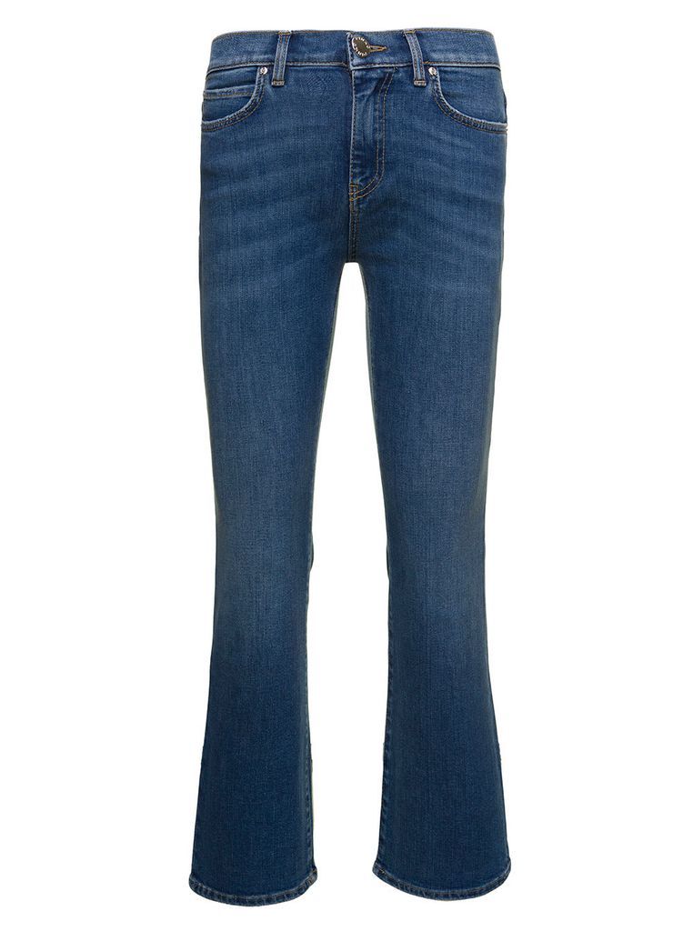 Brenda Blue Lightly Flared Jeans In Cotton Denim Woman