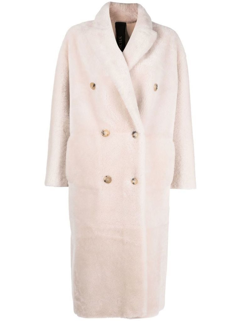 Blush Beige Merino Wool Shearling Coat