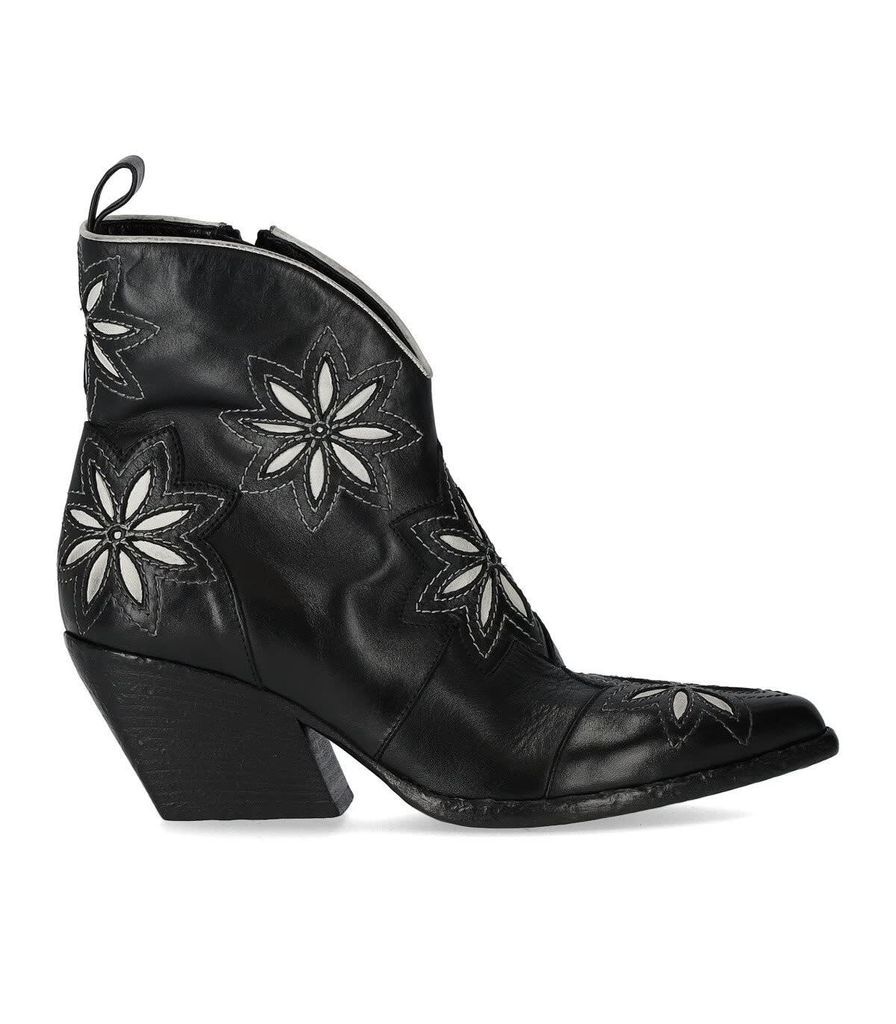 Blues Black Floral Texan Ankle Boot