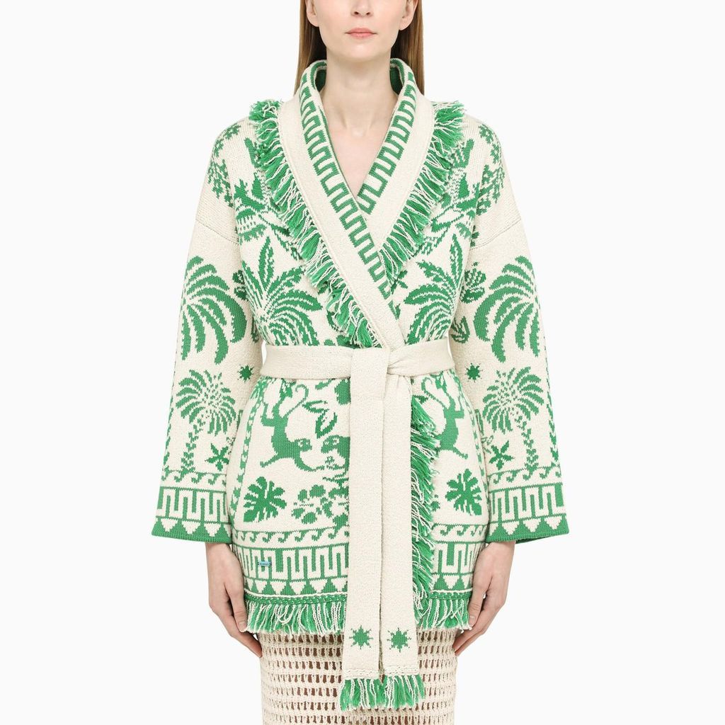 Cardigan Explosion Of Nature Foul White/green