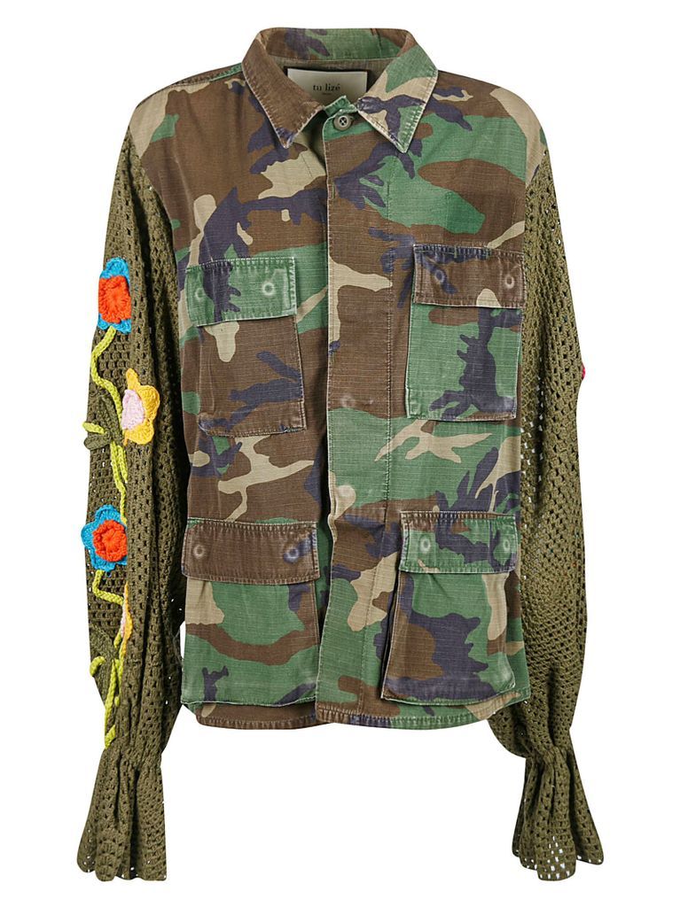 Camouflage Print Paneled Jacket