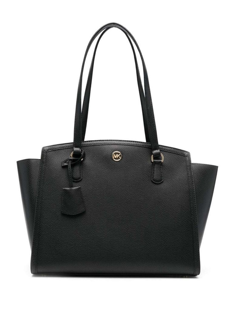 Chantal Large Black Tote Bag In Pebbled Leather Woman Michael Michael Kors