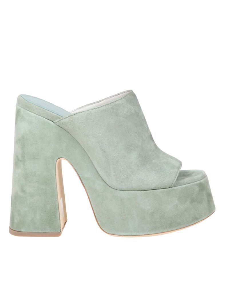 Chamois Sandal In Green Suede
