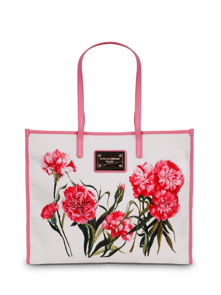 Carnations Print Cotton Shopping Bag