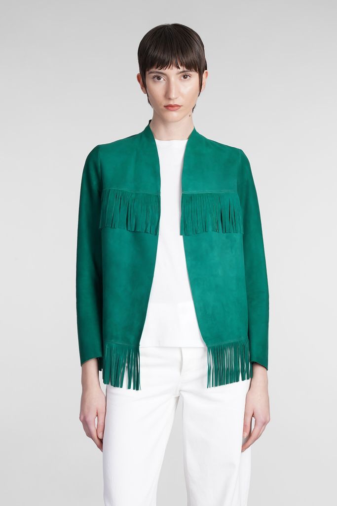 Casual Jacket In Green Leather