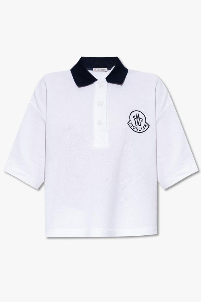 Chest Logo Cropped Knit Polo Shirt