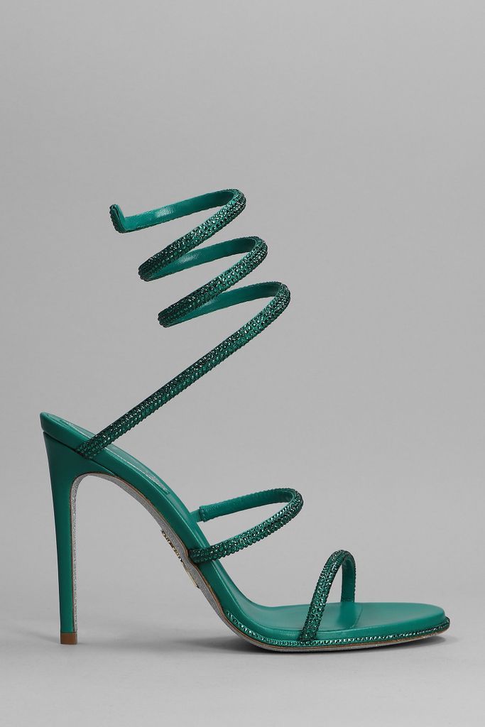Cleo Sandals In Green Leather