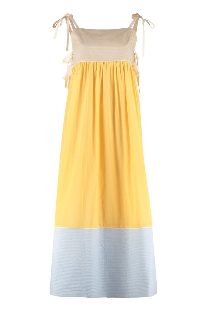 Color-Block Cotton Long Dress