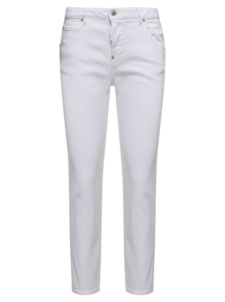 Cool Girl White Skinny Jeans In Stretch Cotton Denim Woman Dsquared2