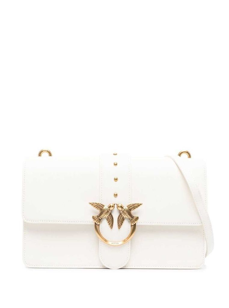 Classic Love Bag Icon White Shoulder Bag With Logo Patch In Smooth Leather Woman