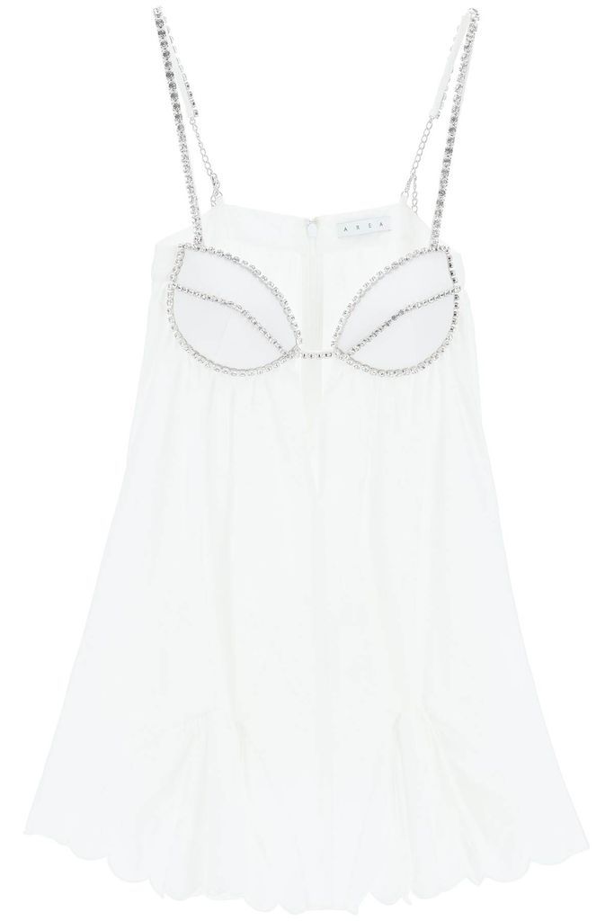 Cotton Mini Bustier Dress With Crystals