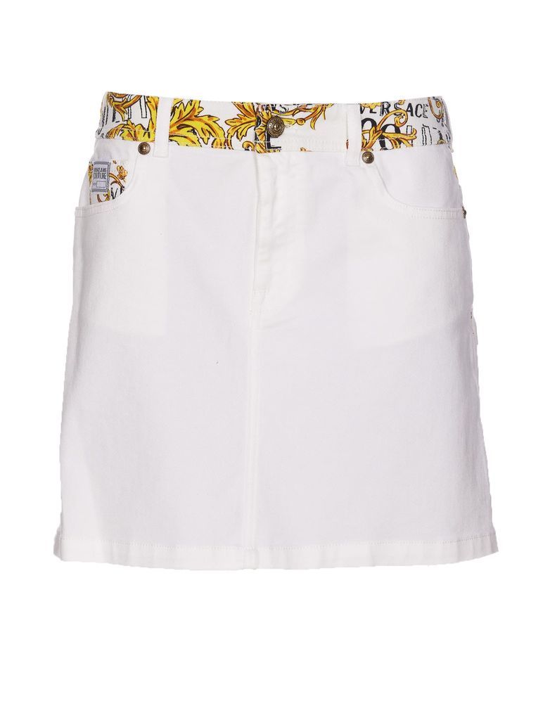 Couture Logo Denim Mini Skirt