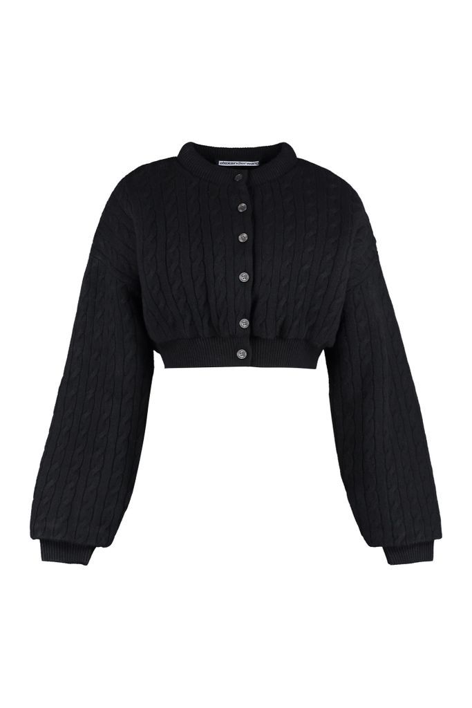 Cropped-Length Knitted Cardigan
