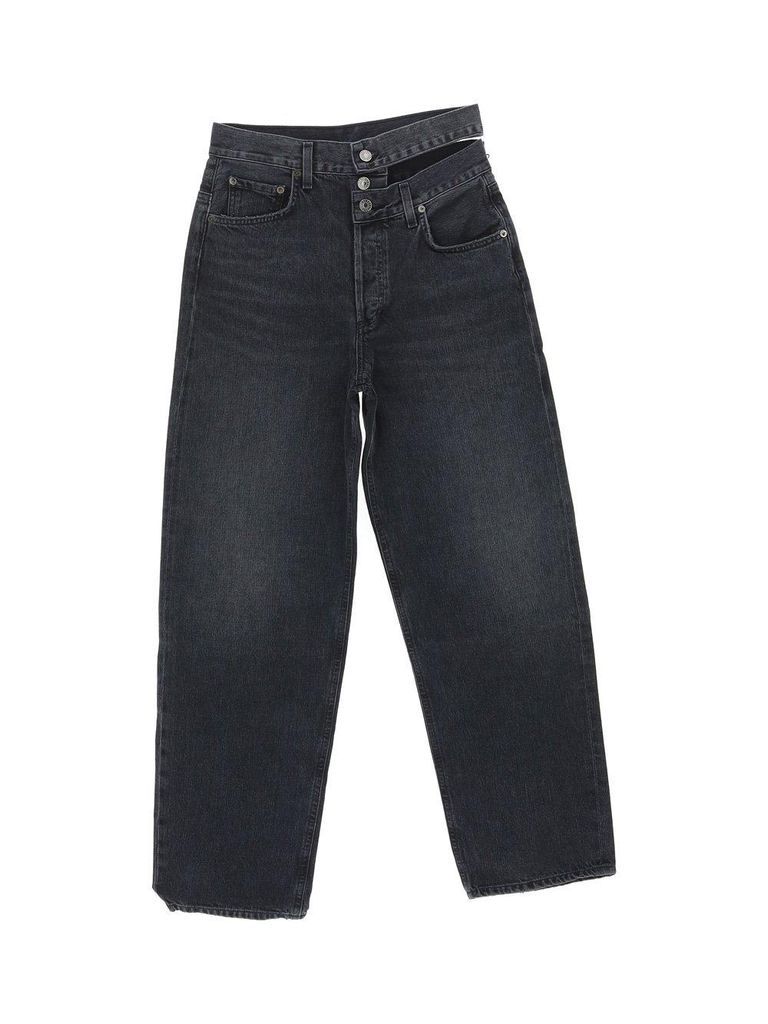 Cut-Out Straight Leg Jeans