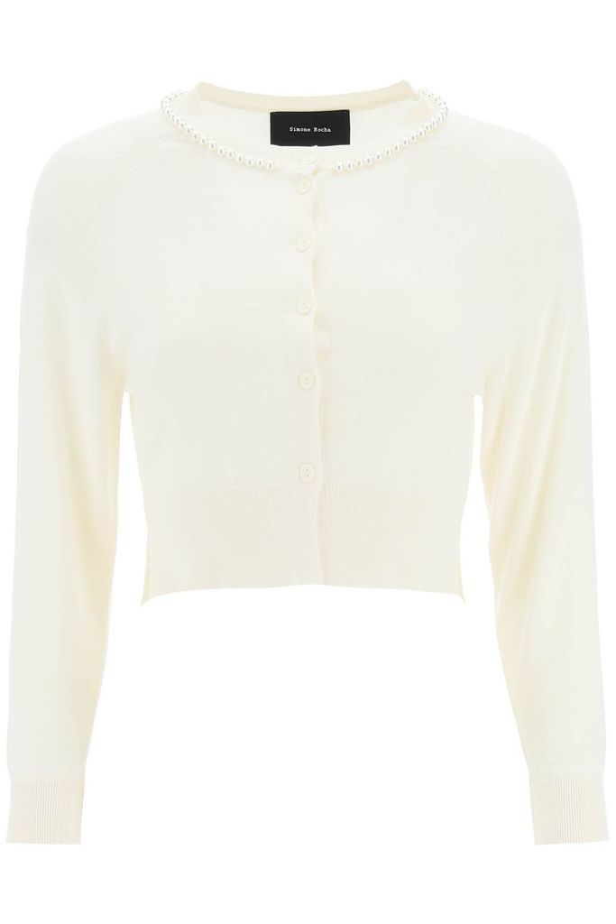 Cropped Cardigan With Pearl Trim