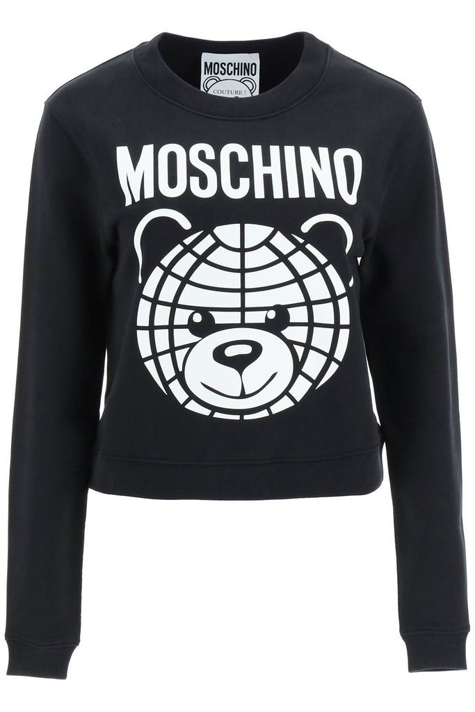 Cropped Sweatshirt With Teddy Print