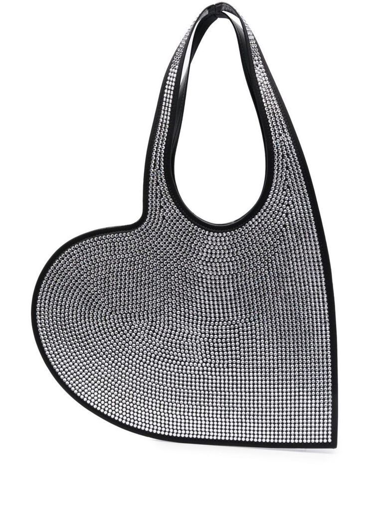 Crystal-Embellished Mini Heart Tote Bag