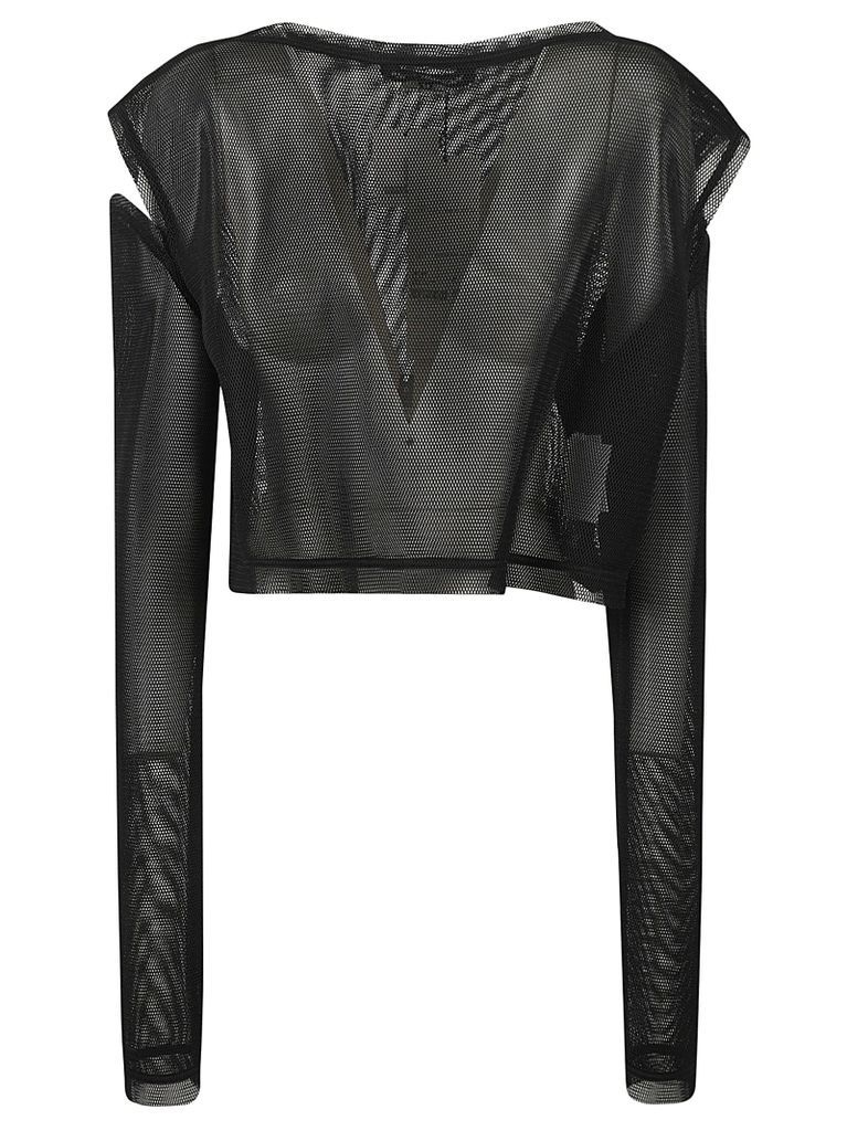 Cut-Out Detail Mesh Longsleeved Top