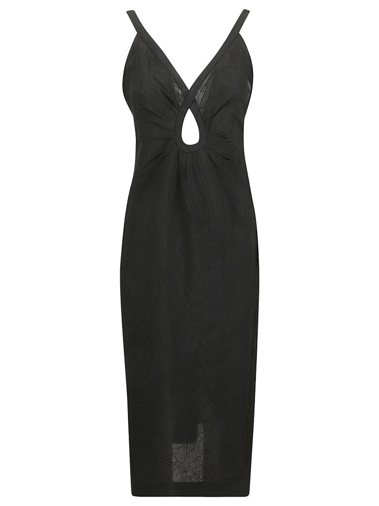 Cut-Out Detail V-Neck Long Dress