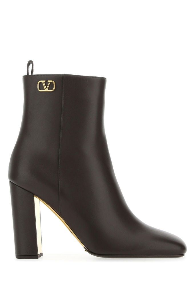 Dark Brown Leather Vlogo Ankle Boots