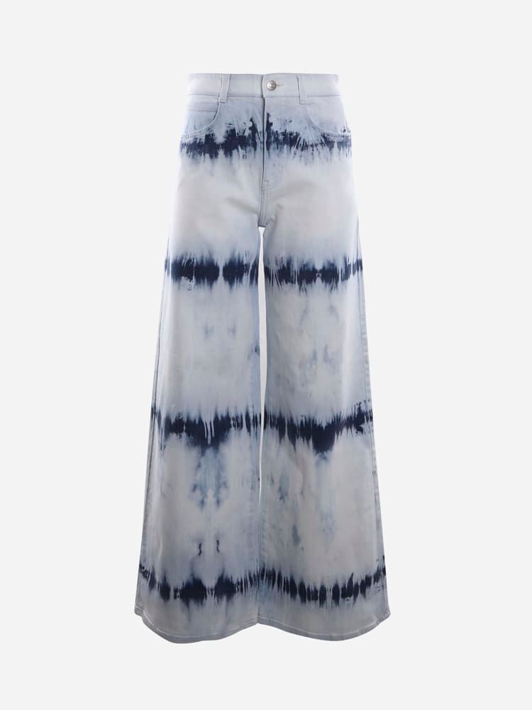 Denim Jeans With All-Over Tie-Dye Print