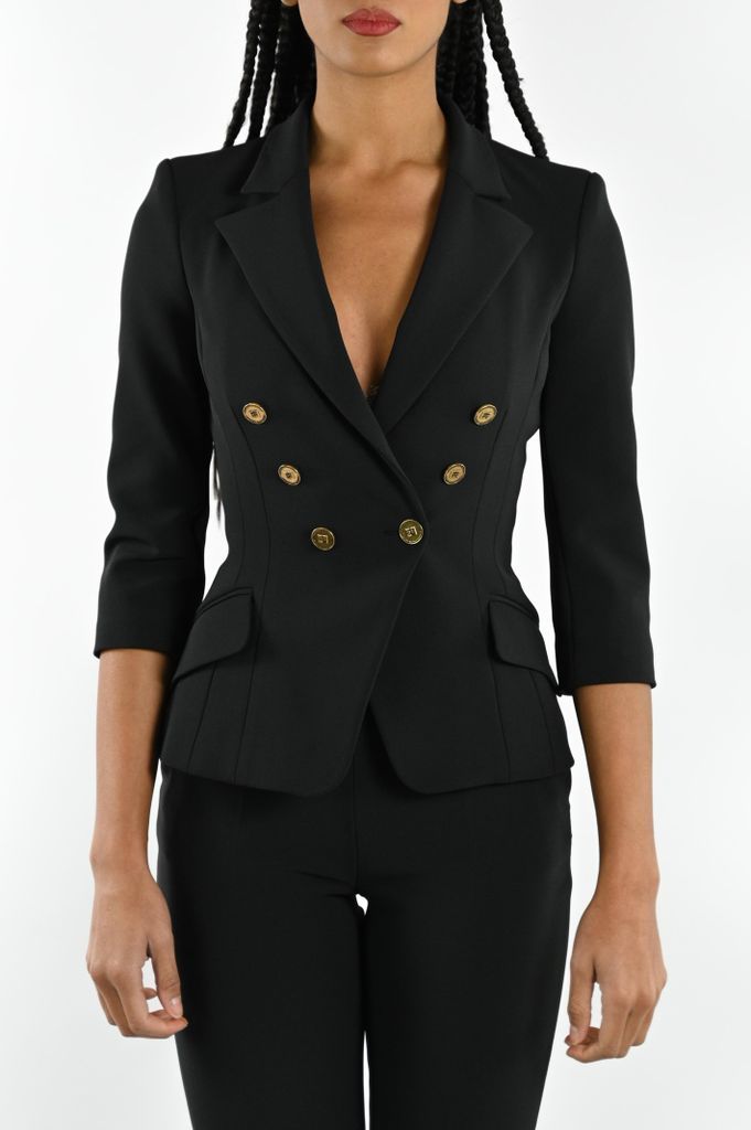 Double-Breasted Jacket In Double Stretch Crepe