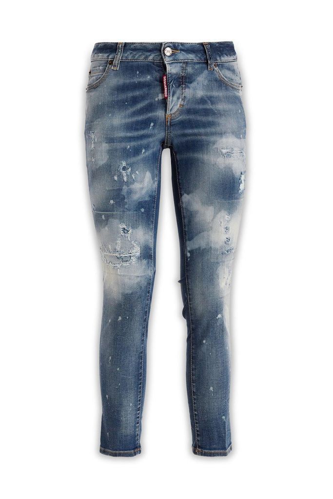 Distressed Logo-Patch Cropped Jeans Dsquared2