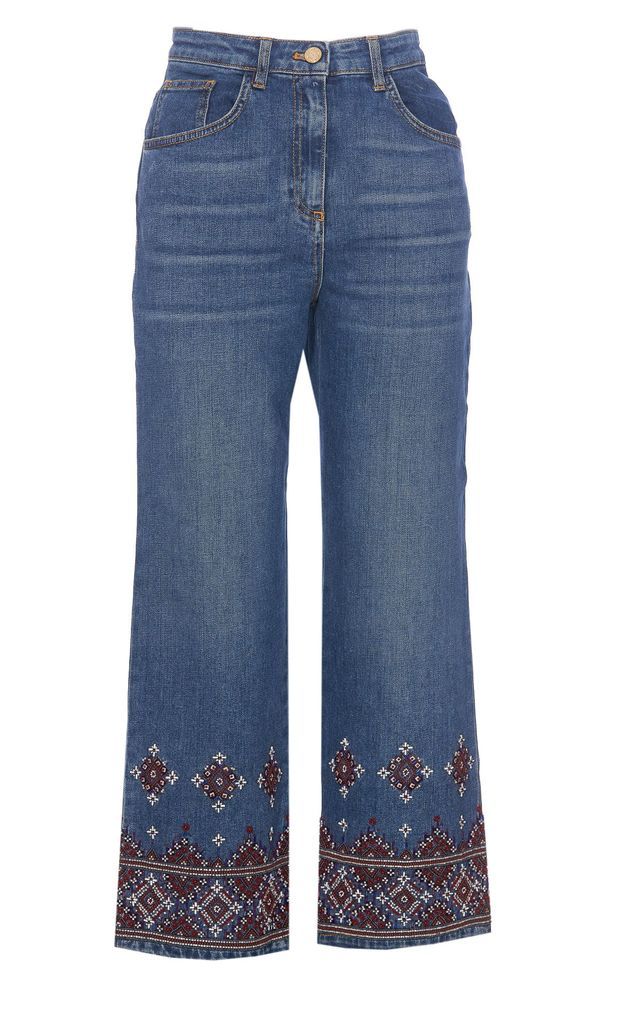 Denim Jeans With Ethnic Embroidery