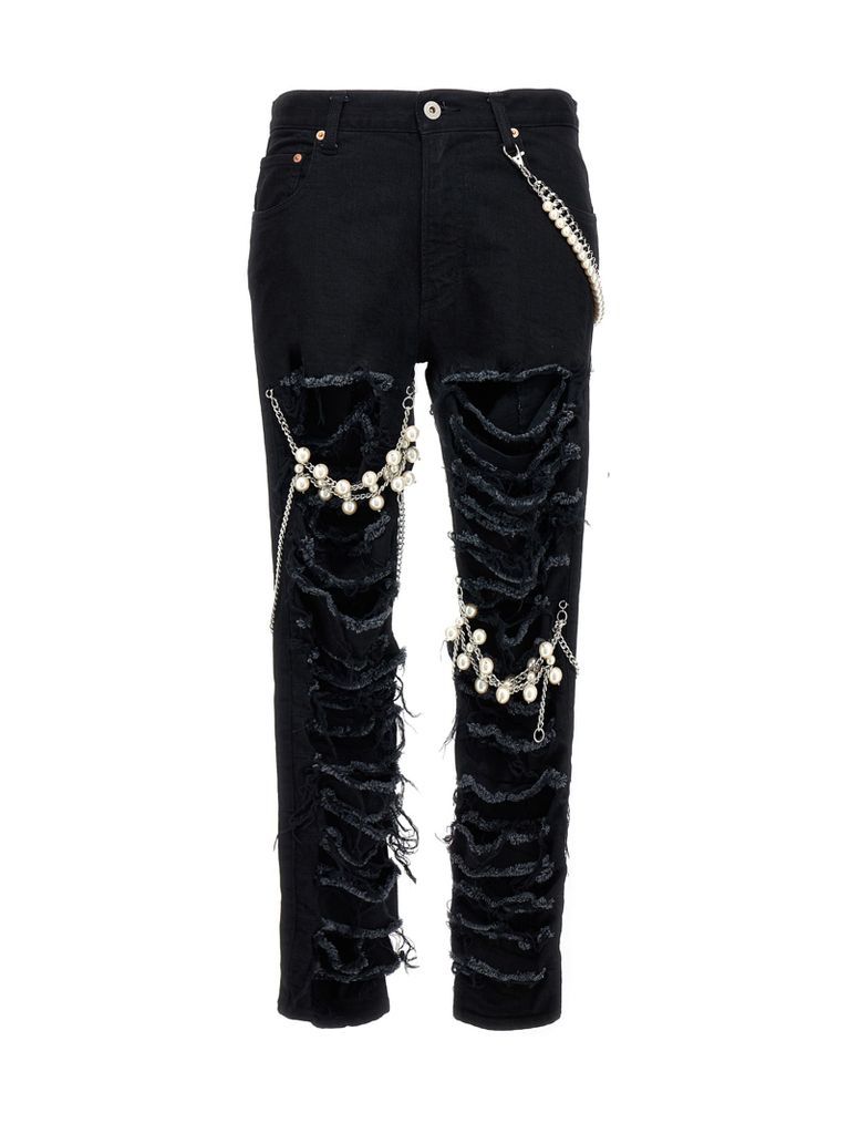 Destroyed Chain Pearl Jeans