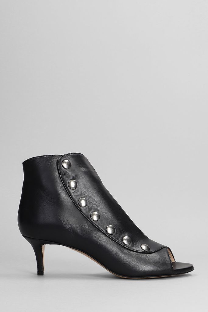 Donzi High Heels Ankle Boots In Black Leather