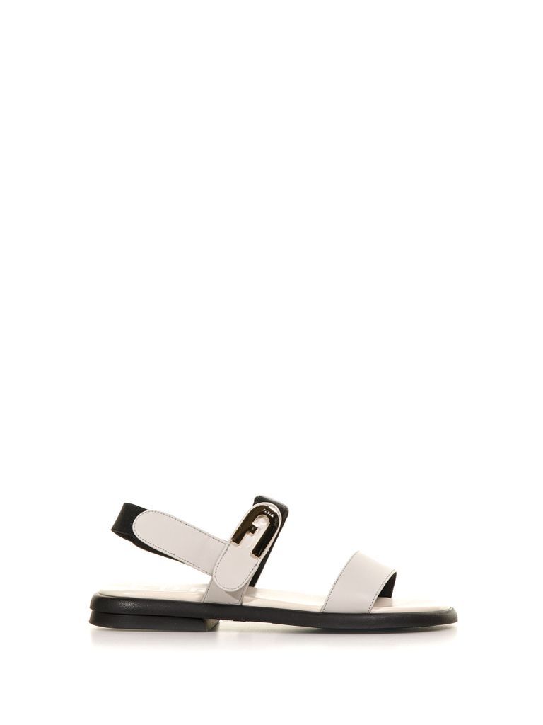Double Band Sandal In Leather