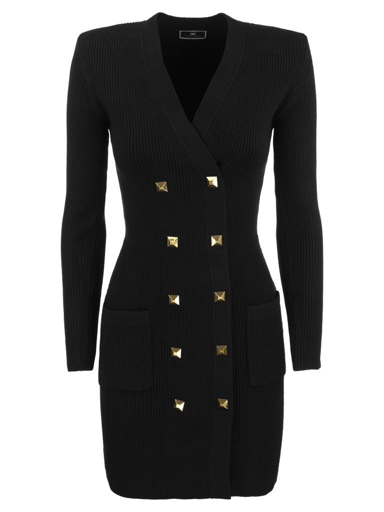 Double-Breasted Robe Manteau With Studded Buttons