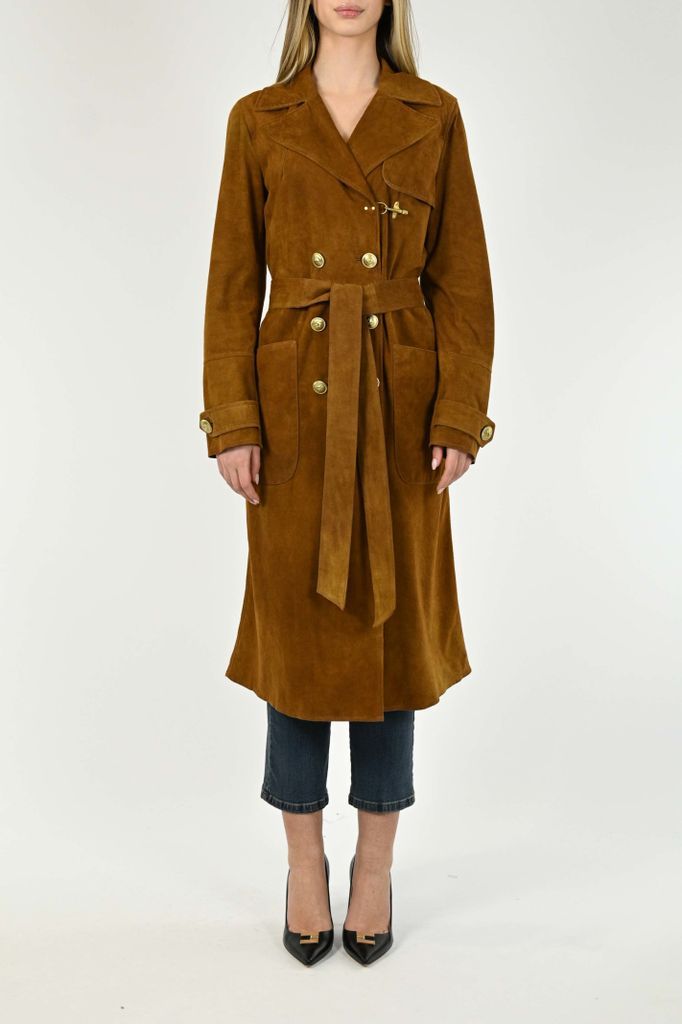 Double-Breasted Trench Coat With Gancio