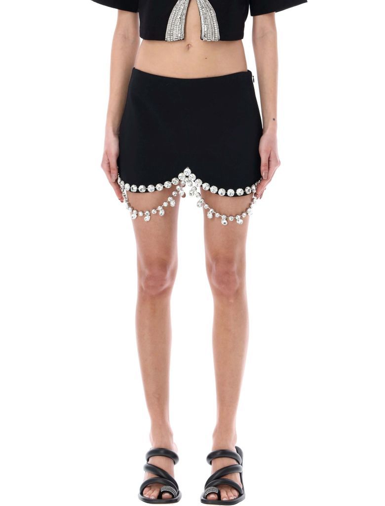 Draped Crystal Mini Skirt