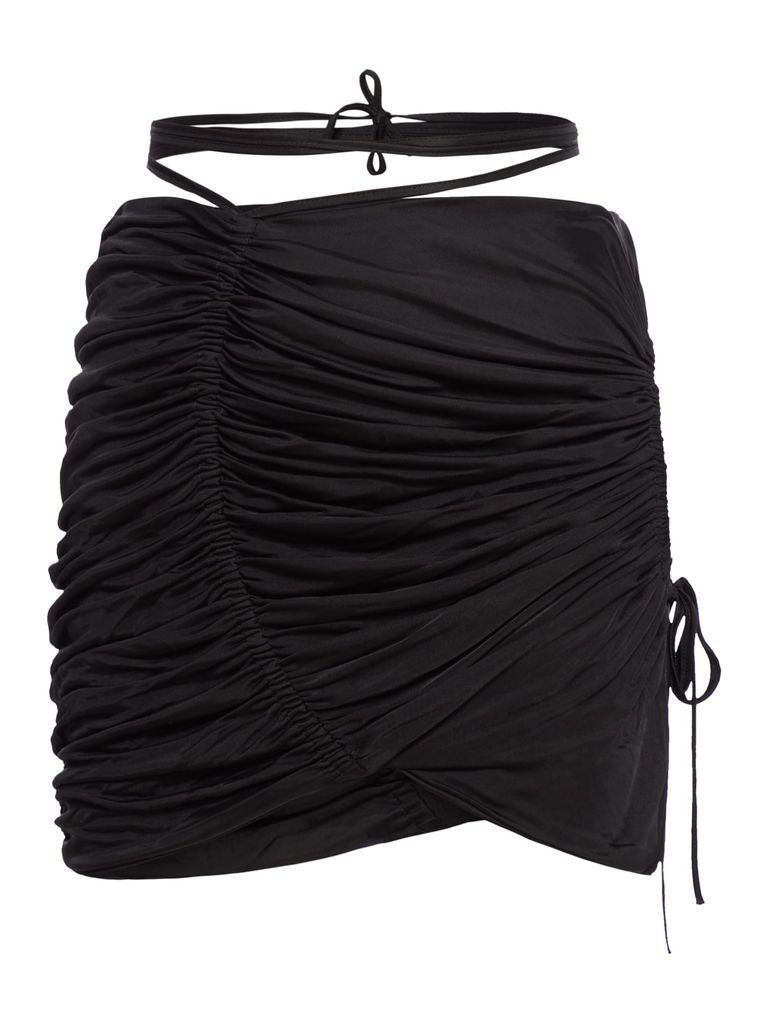 Draped Jersey Mini Skirt With Cut-Out An