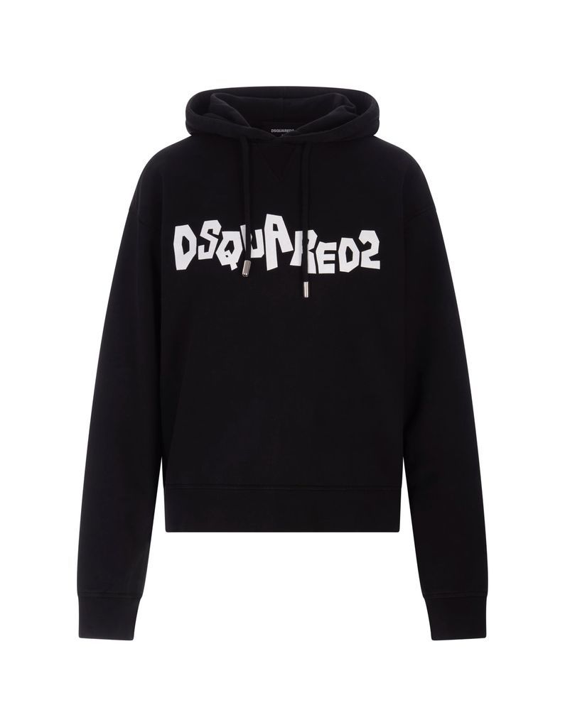 Black Hoodie With Contrast Logo