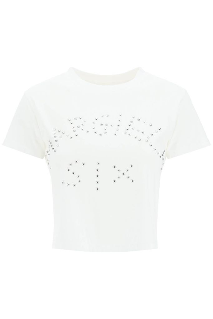 Cropped T-Shirt With Studded Logo