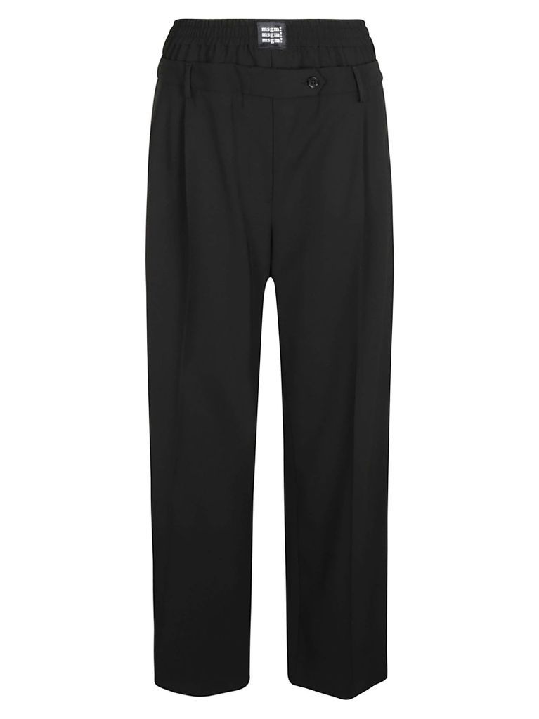 Elastic Waist Logo Patched Trousers Msgm