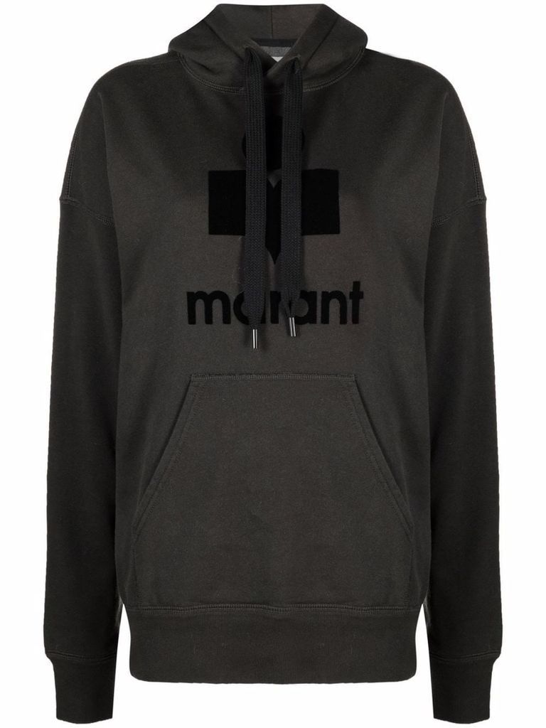 Faded Black Cotton-Blend Hoodie