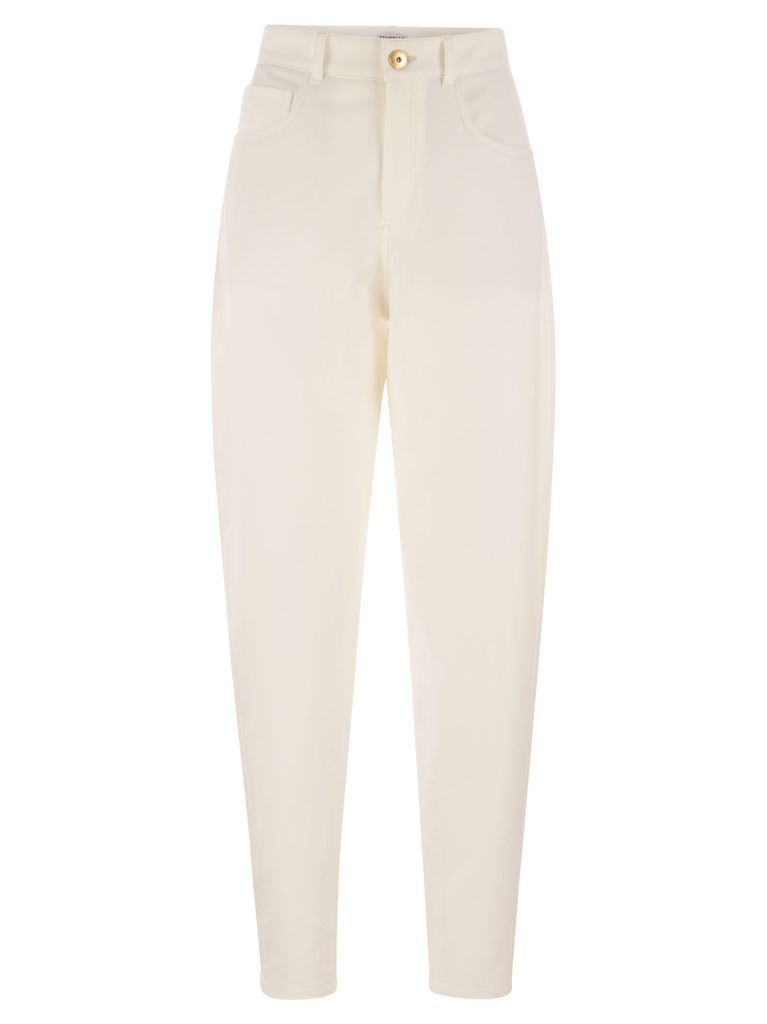 Five-Pocket Curved Trousers In Stretch Cotton Interlock
